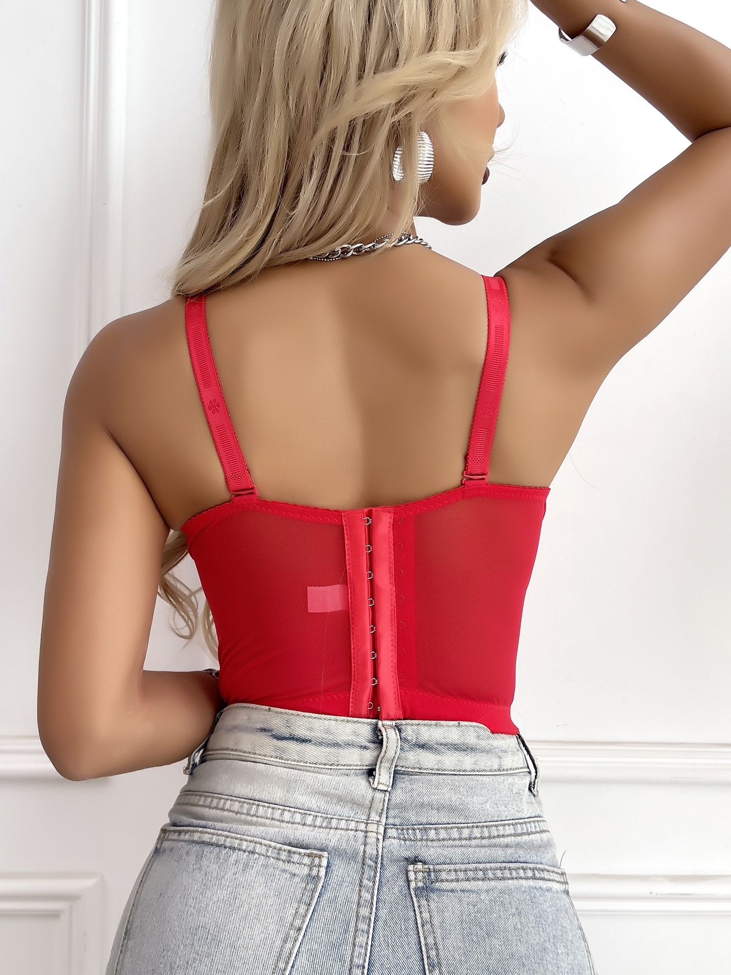 TQWQT Push Up Bra for Women Corset Top Bustier Padded Underwire Bra Add One  Cup,Red 38 