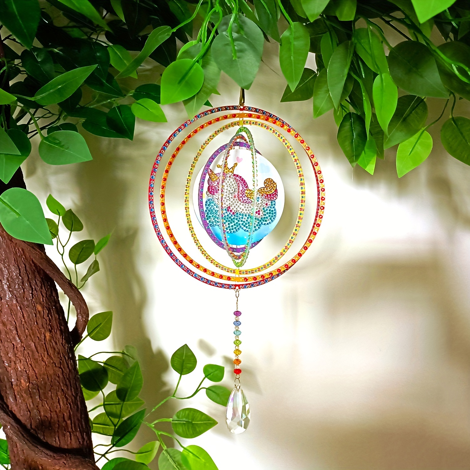 Diy Santa Claus Diamond Painting Suncatcher Wind Chimes Size - Temu