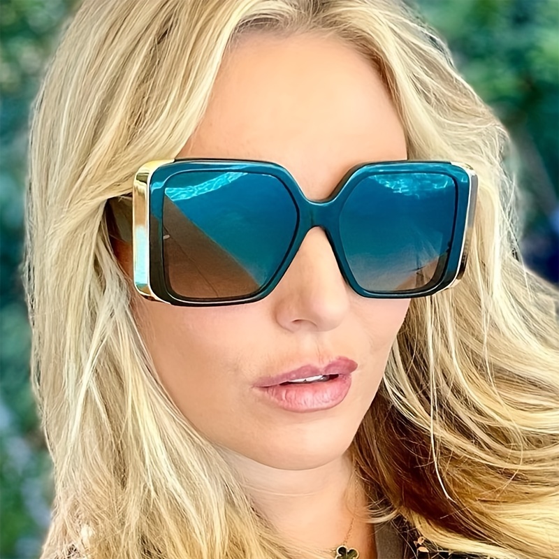 Comprar Gafas de sol de gran tamaño para mujer, gafas cuadradas de moda  negras, gafas Retro con montura grande para mujer