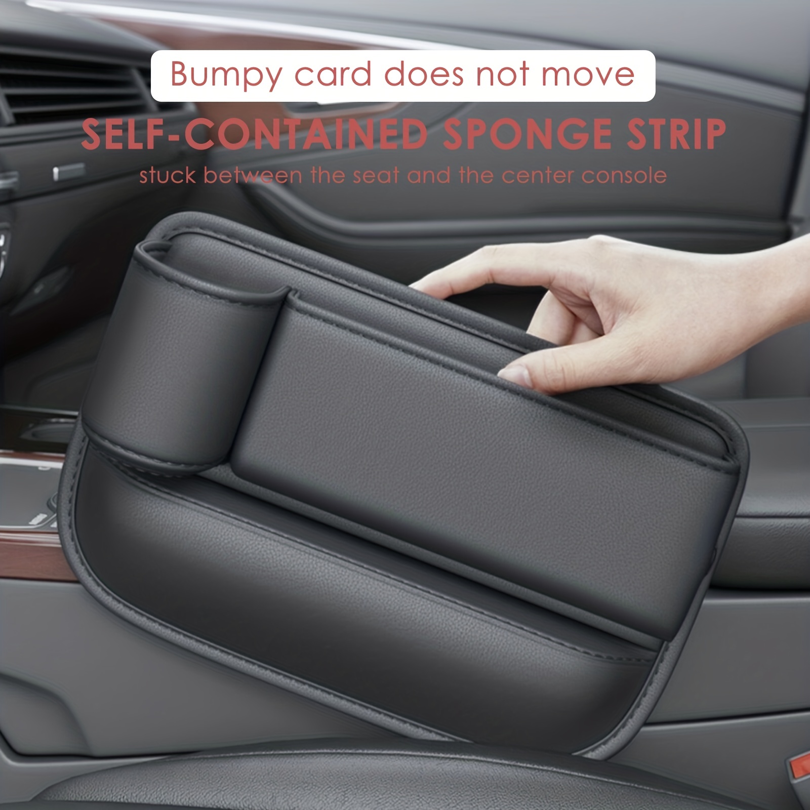 

Multifunction Car Seat Gap Storage Bag For Car Seat Gap Filler With Phone Cup Holder Pu Leather Car Seat Slot Organizer Box, Leak-proof Storage Bags
