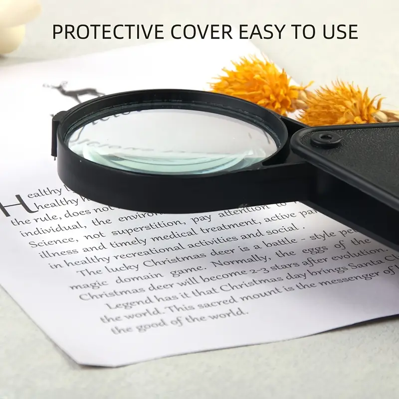 Magnifying Glass Handheld Pocket Magnifier Small Illuminated Folding Hand  For Reading Coins Hobby Travel - 50MM/60MM/70MM Diameter