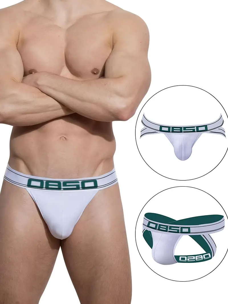 Men's Sexy Cotton Letter Print Breathable Bottomless Briefs - Temu