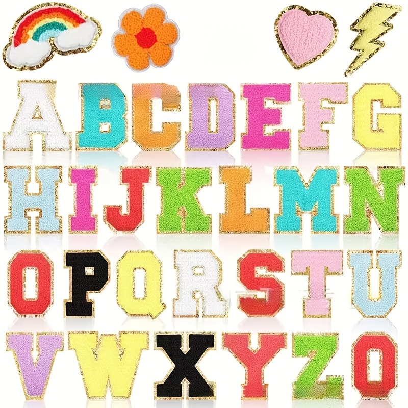 5.5cm A-Z Color English Letters Patches For Clothing Bag Glitter Letter  Patches Stick on Alphabet Letters Embroidery Applique