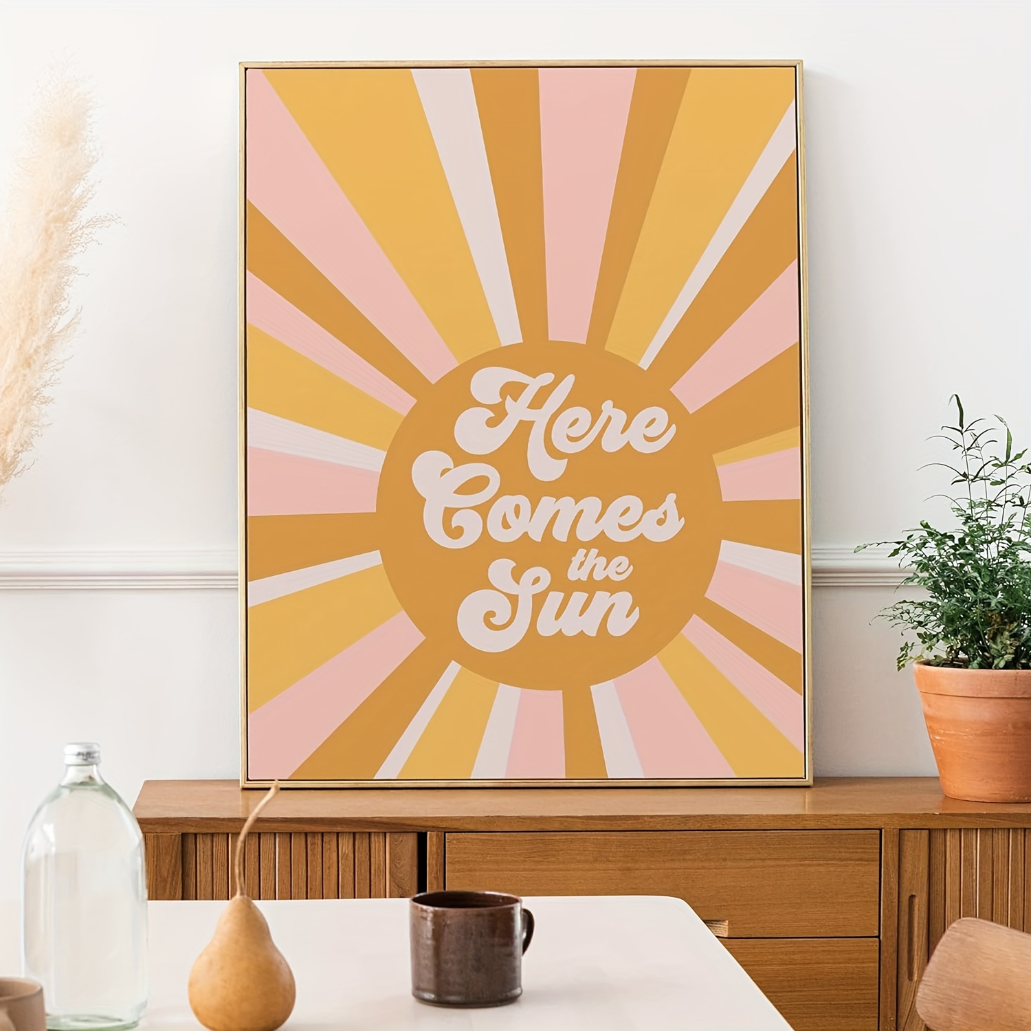 1pc Here Comes The Sun Poster, Retro Wall Art, Aesthetic Posters, Trendy  Wall Decor For Bedroom Aesthetic, Cool Wall Decor Unframed