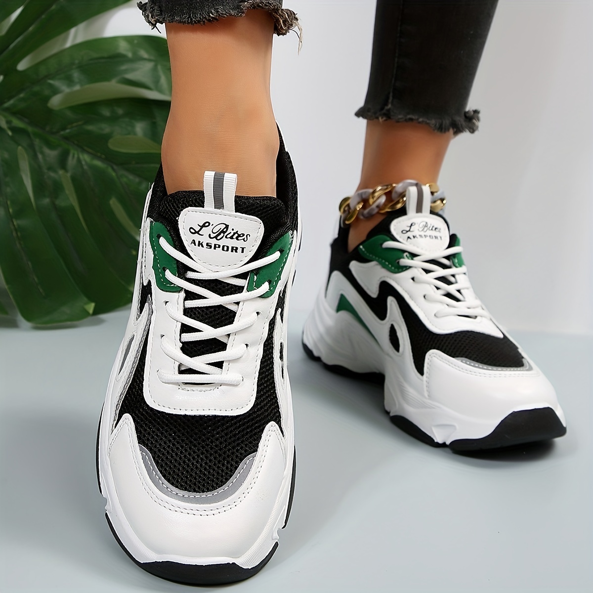 Women s Colorblock Chunky Sneakers Mesh Breathable Lace Temu