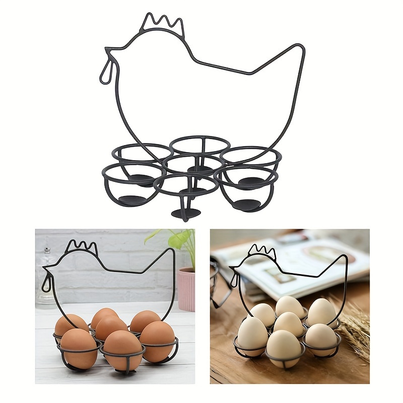 1pc Egg Storage Basket, Chicken Shaped Iron Wire Egg Collection