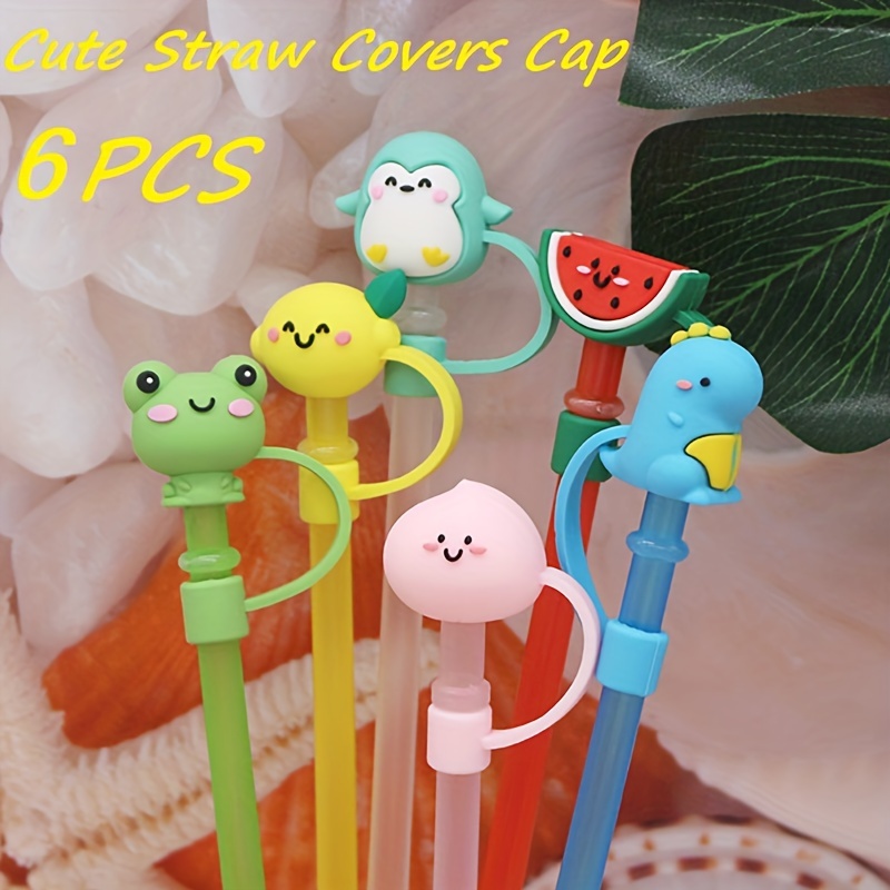 Silicone Straw Cover Straw Reusable Cute Cartoon - Temu