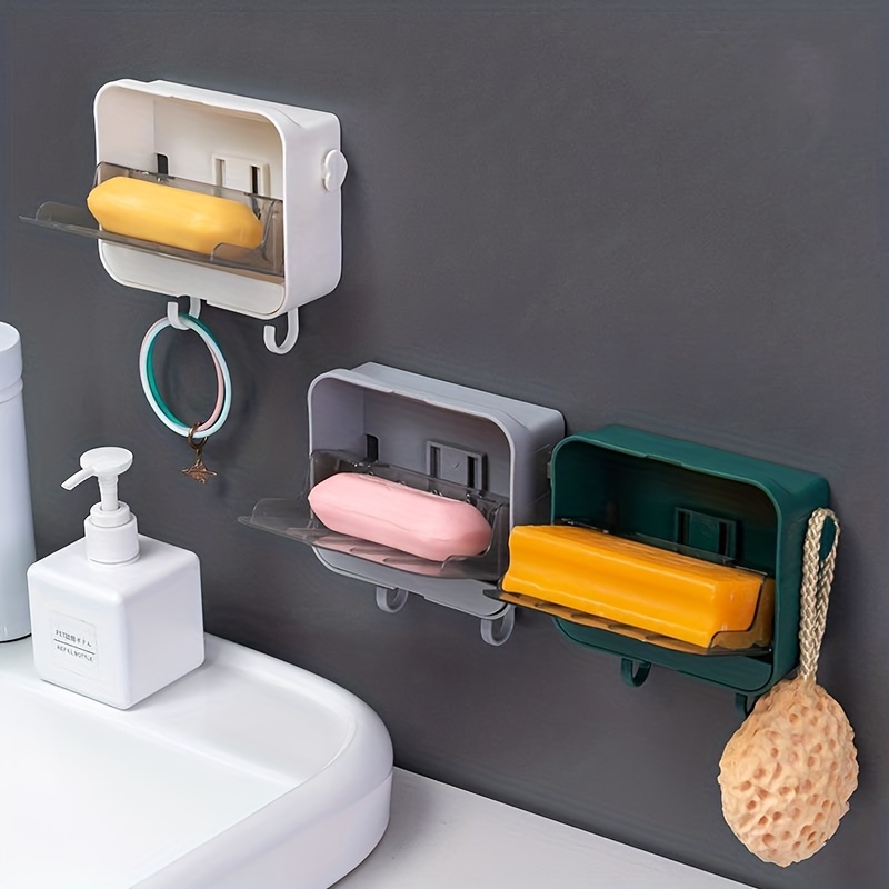 Flip Top Soap Box Wall Mounted Soap Dish Drain Soap Holder - Temu