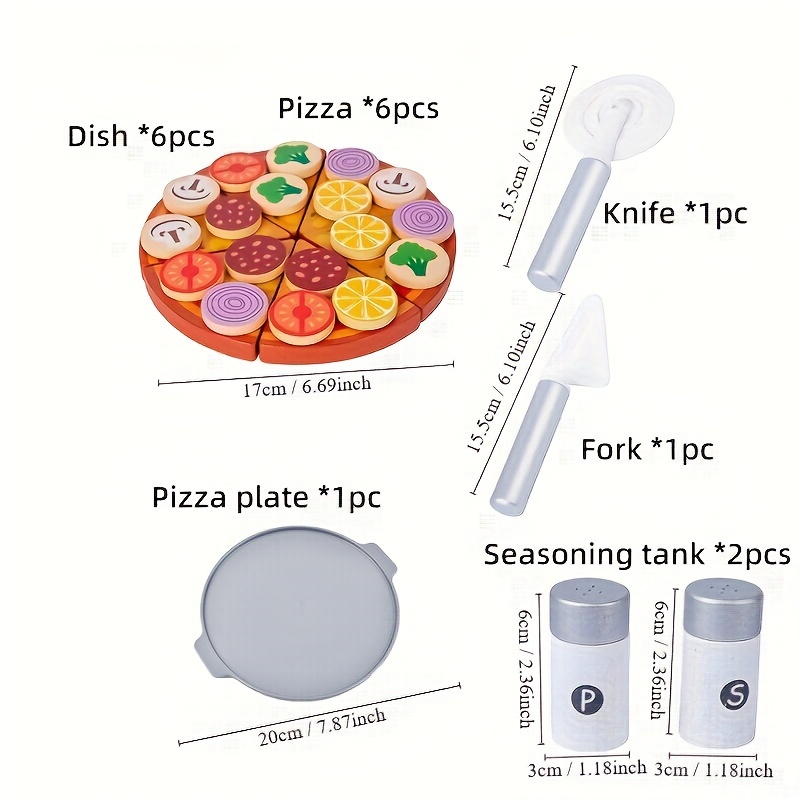 Wooden Pizza Play Food Set With 30 Accessories Pretend Oven - Temu