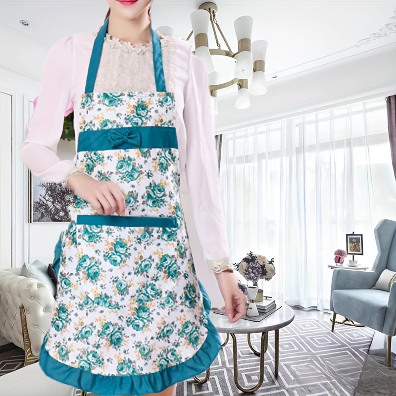 Delantales de cocina de 3 piezas para mujer, lindo delantal floral para  mujer con bolsillos, delantales de cintura ajustable para cocina, cocina