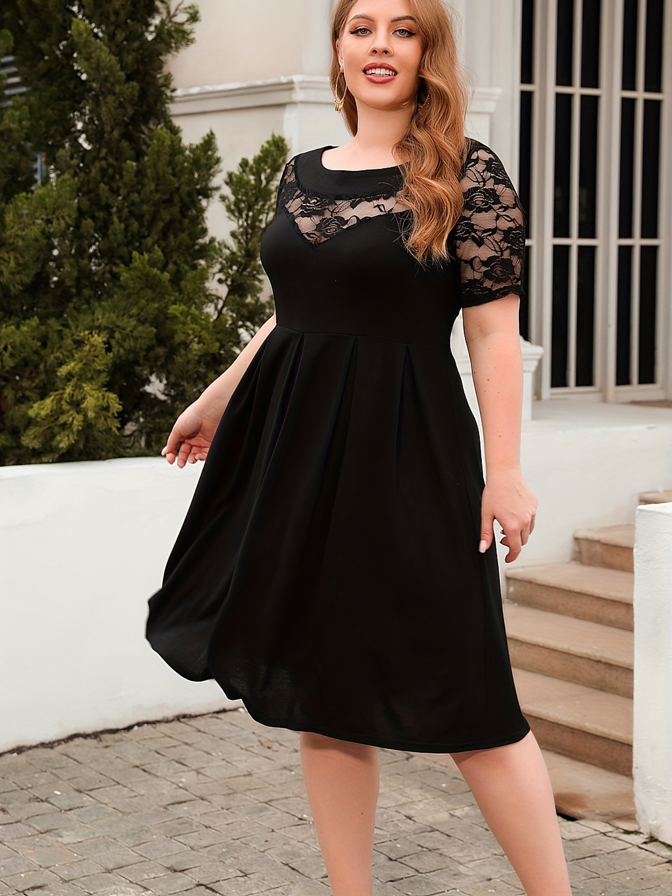 Damenkleid In Großen Größen Elegantes Kleid Blumenjacquard Temu Germany