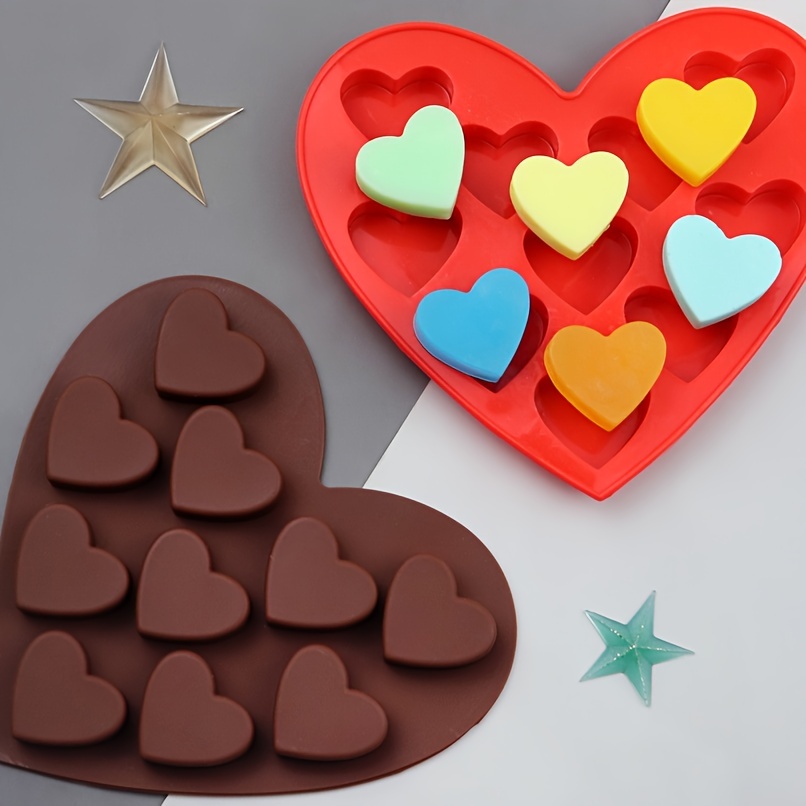 Moldes de silicona con forma de corazón para hornear, moldes de chocolate,  moldes de silicona para hornear, moldes antiadherentes en forma de corazón