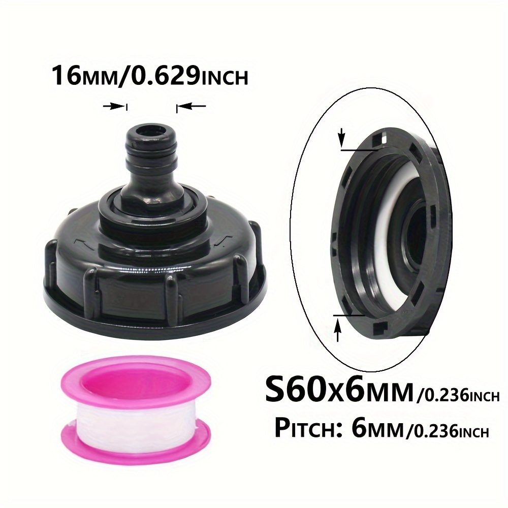 Ibc Water Tank Adapter Ton Barrel Fittings Faucet S60*6 - Temu