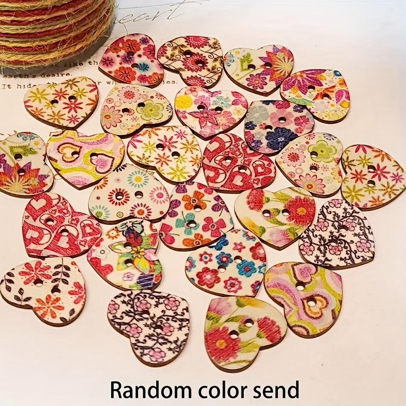 Red Wooden Heart Decorative Buttons Wedding Decorations Diy - Temu