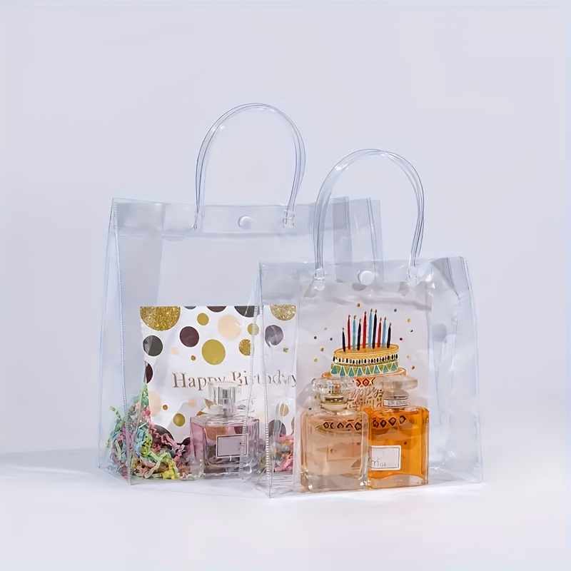 Bolsas de regalo transparentes, bolsa de regalo transparente con asas,  bolsas de regalo de plástico para regalos de Navidad, fiestas, bodas,  compras