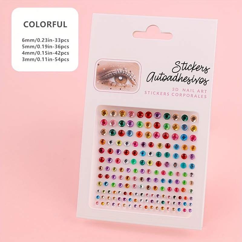 3 Sets of Self-adhesive Face Gems Stickers Decorative Eye Gems