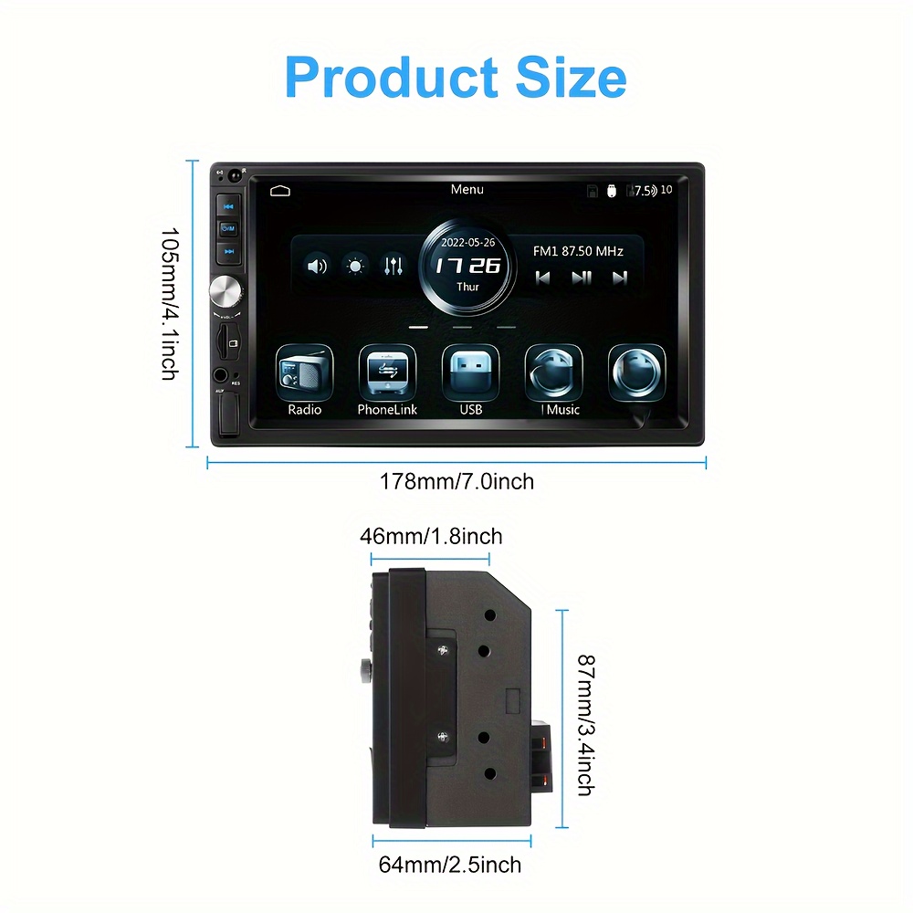 7 Car Radio Android Auto Apple Carplay Stereo Touch Screen