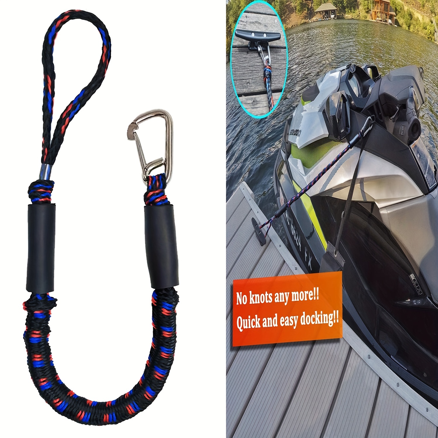 Secure Your Watercraft With Marine Bungee Dock Lines For Seadoo, , Kayak, Pontoon  Boat, Dinghy, Don't Miss These Great Deals