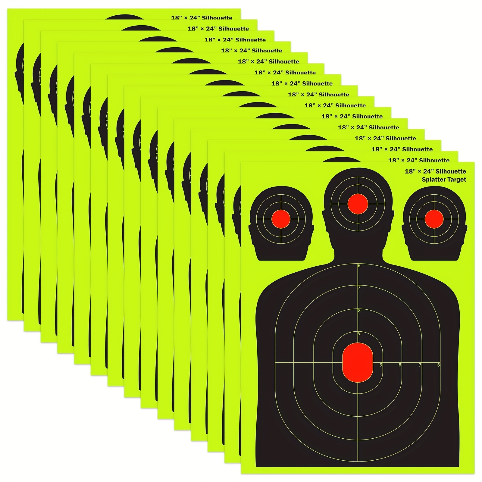 

5/10pcs 18x24 Inch - Silhouette Reactive Splatter Target - Shooting Paper Target - Easily See Your Shots Burst Bright Fluorescent Yellow Upon Impact