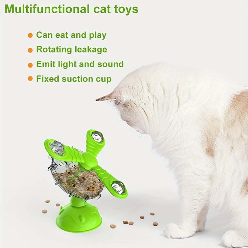 Cat Food Puzzle, Windmill Cat Toy, Turntable Food Dispenser