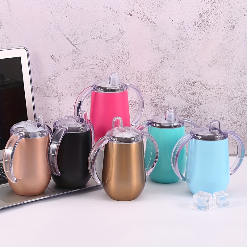 Stainless Steel Sippy Cup, Multi-color Vacuum Insulated Egg Shaped Milk Mug  With Double Handles, Creative Portable Baby Sippy Bottle For Newborn Gift -  Temu