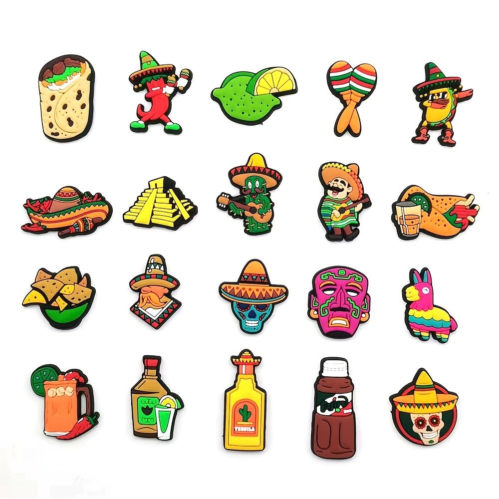 20pcs Funny Mexican Food Cute Shoescharms For Croc Sandals Pvc Jibz Kawaii  Unisex Shoes Decoration Party Gifts Slippers Sandals | Shop Now For  Limited-time Deals | Temu