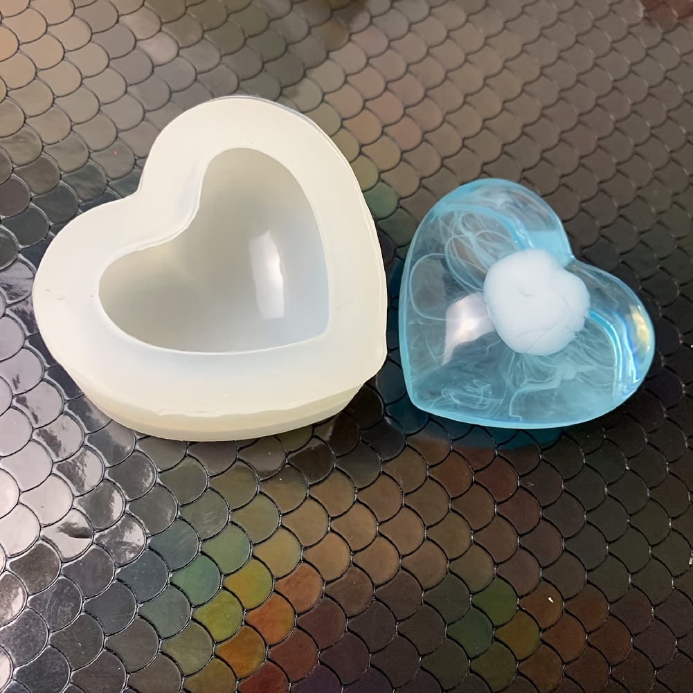 2pcs Moule en silicone en forme de coeur 3D Moule à colle en