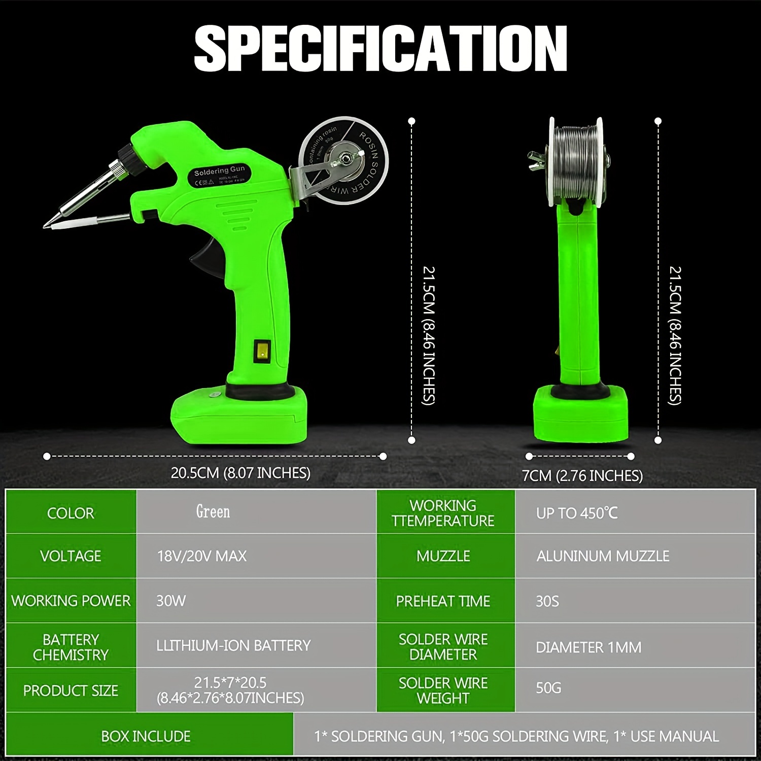 Lithium Soldering Gun For Powertools, Cordless Soldering Iron Kit For  Black&decker/porter Cable 20v Battery Li-ion Battery, Soldering Gun With  Ceramic Heater 30s Quick Preheat Soldering Iron With Solder For Repairing  Welding 