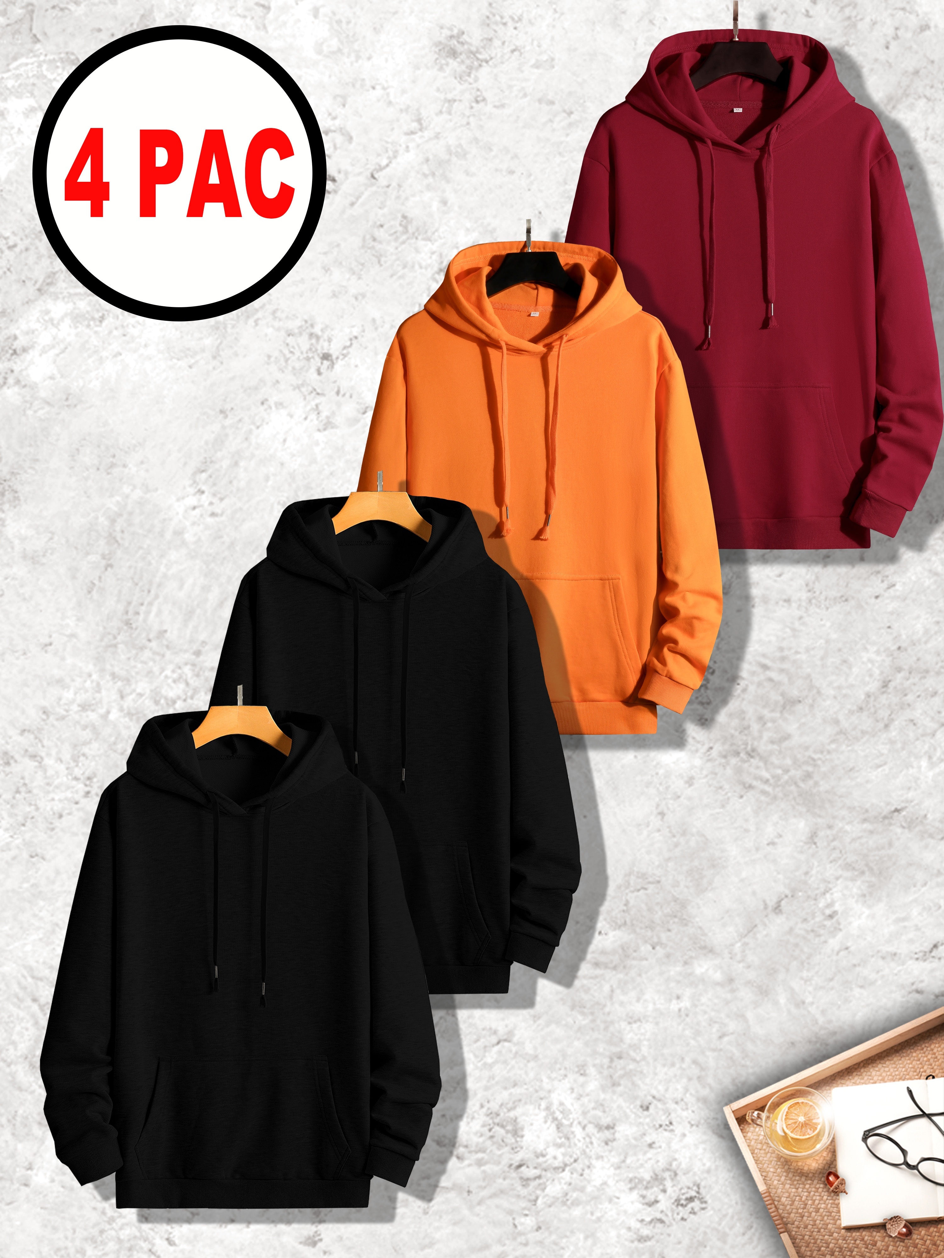 Men Casual Red Solid Hooded Sweatshirt