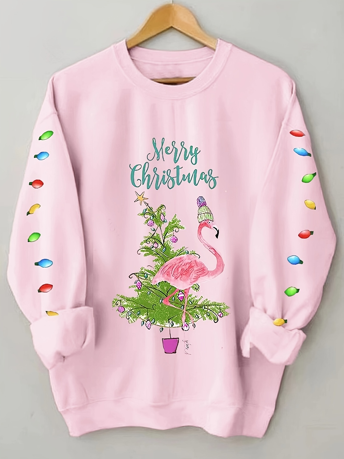 Merry Christmas Womens Sweatshirt Pink Christmas Trees Shirt