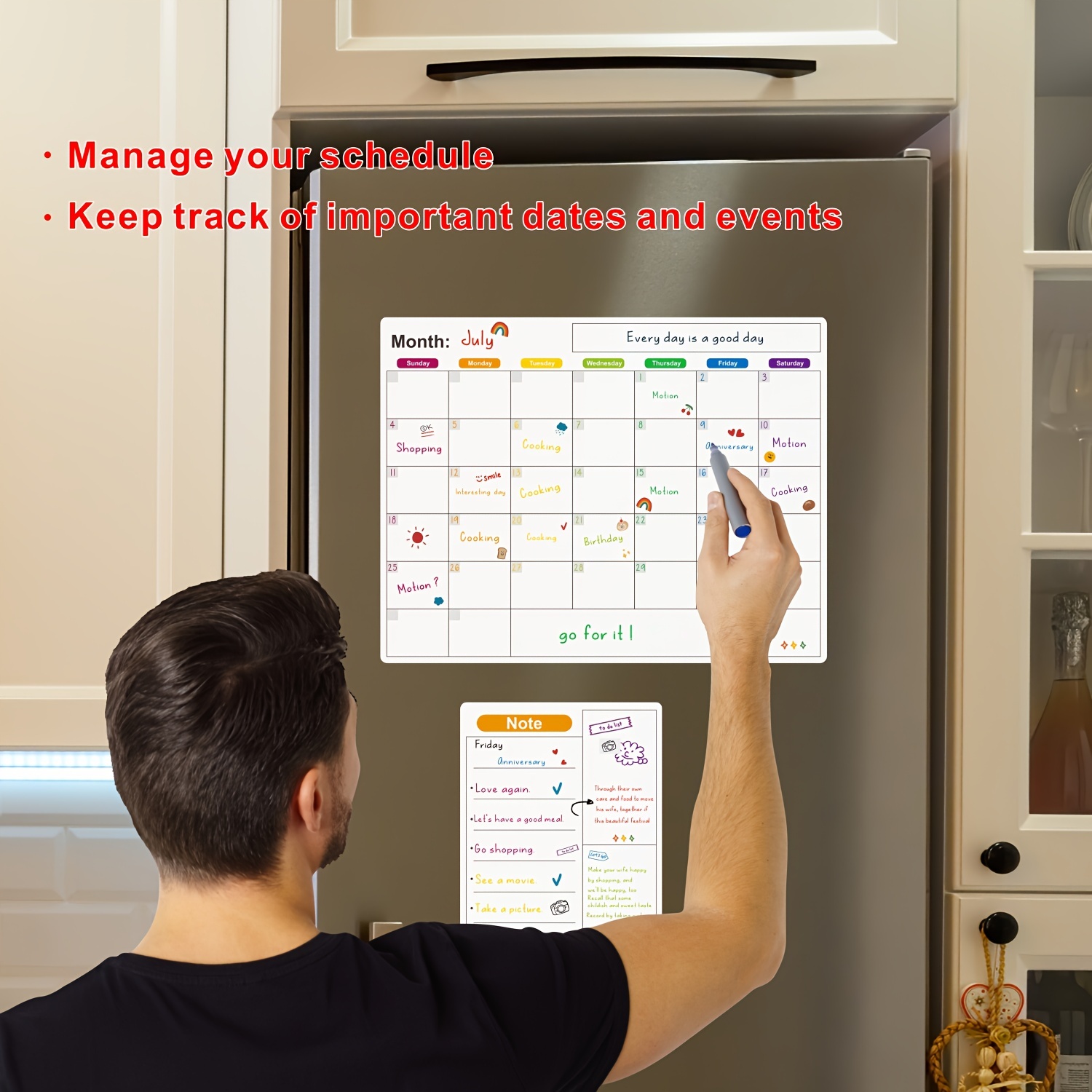 Woulmert x2 Tableau Transparent frigo et tableau magnetique frigo  transparent Optimisez votre organisation de calendrier magnetique frigo  avec notre tableau magnetique frigo - Wishupon