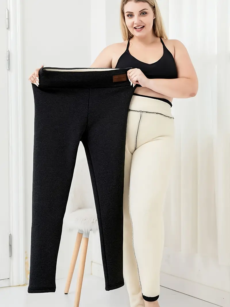 Women\'s Winter Thermal Leggings Solid Warm Long Pants - Temu