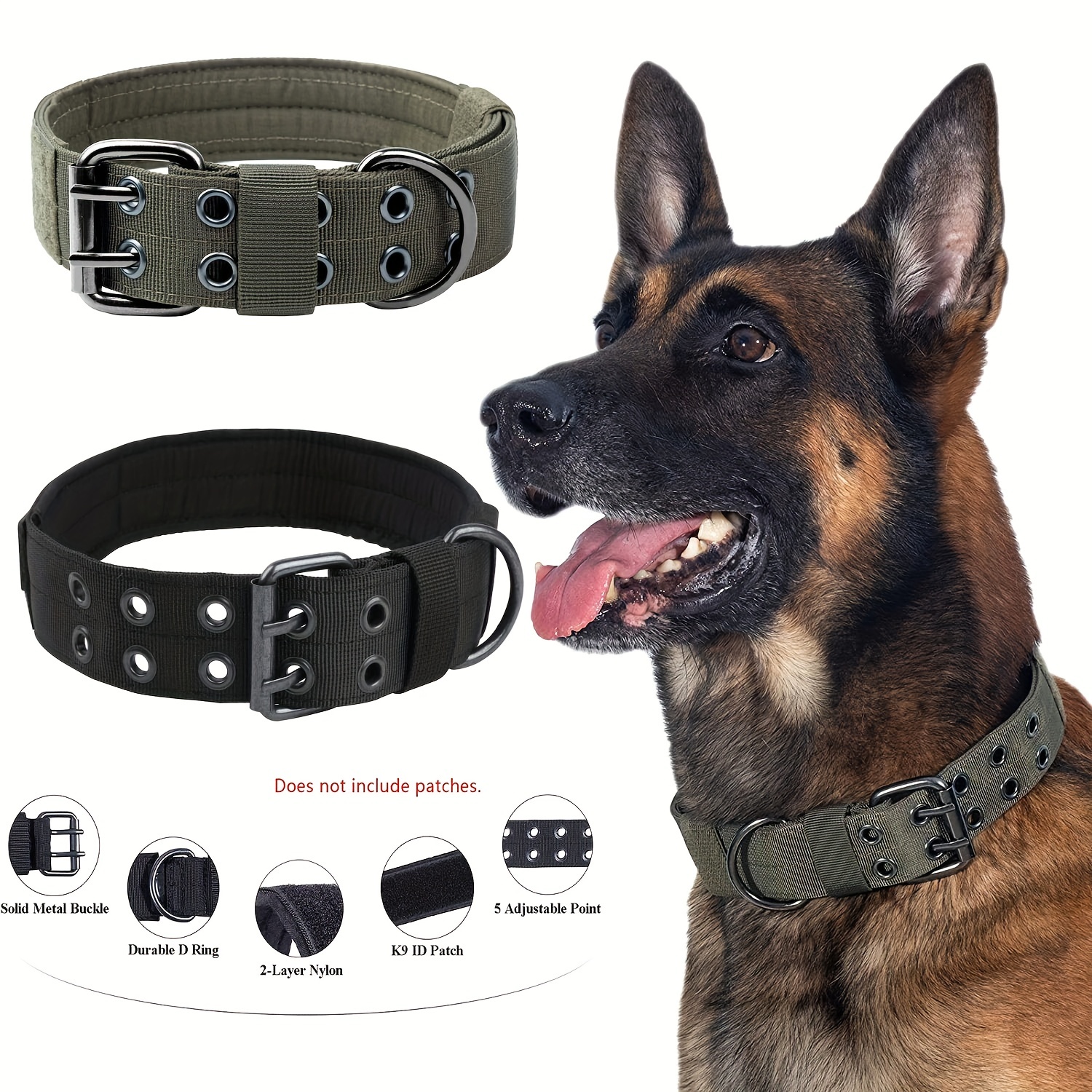 Adjustable Tactical Dog Collar for Training - Medium & Large Dogs