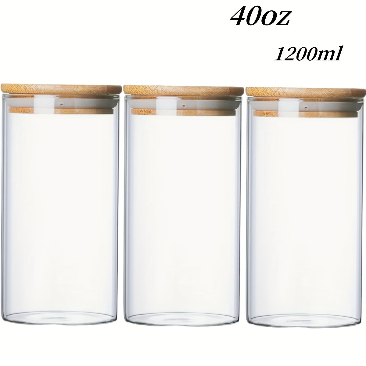 Storage Glass Jars with Bamboo Lid 4 pcs 1200 ml