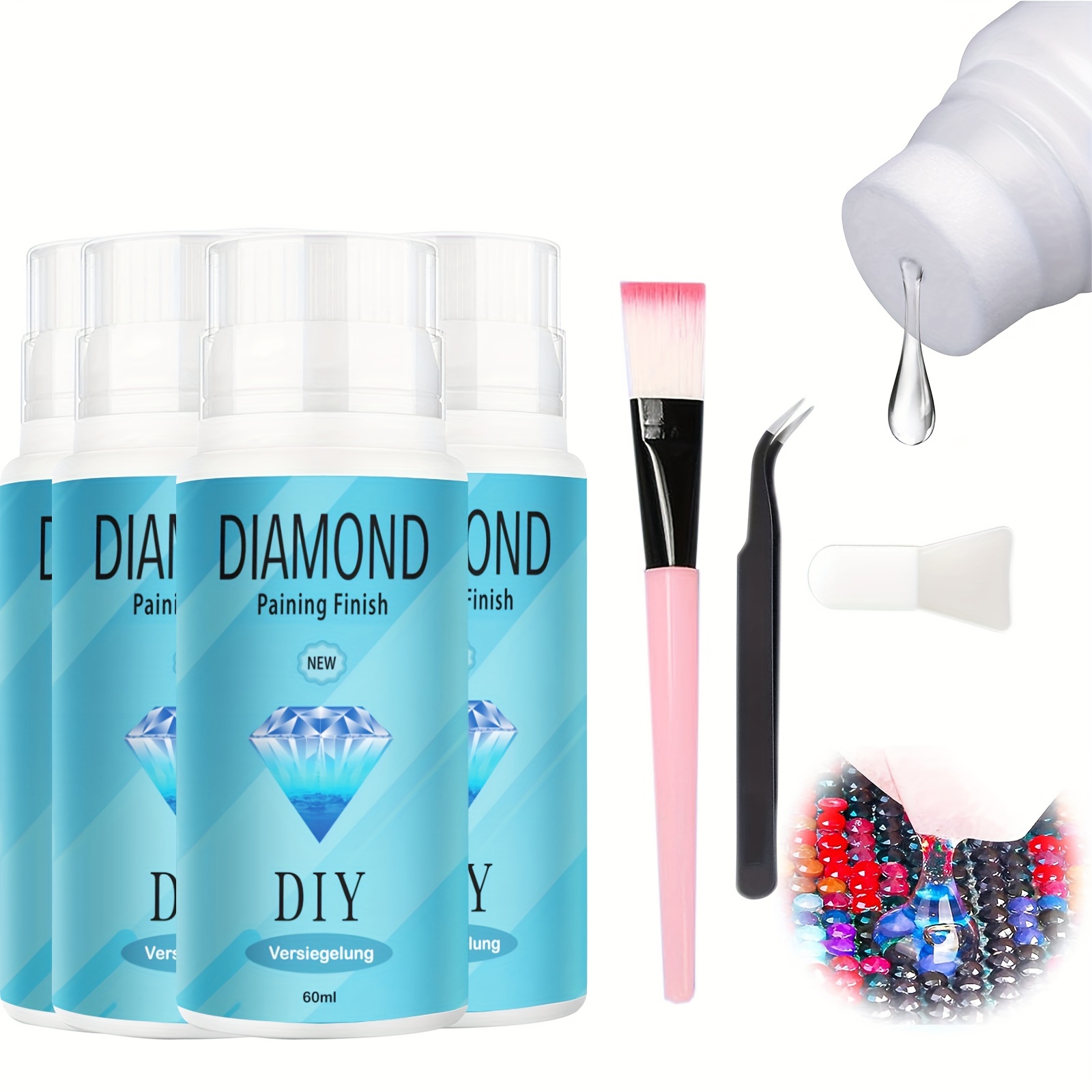 Updated Diamond Painting Sealer 250ML with Silicone Brush, 5D