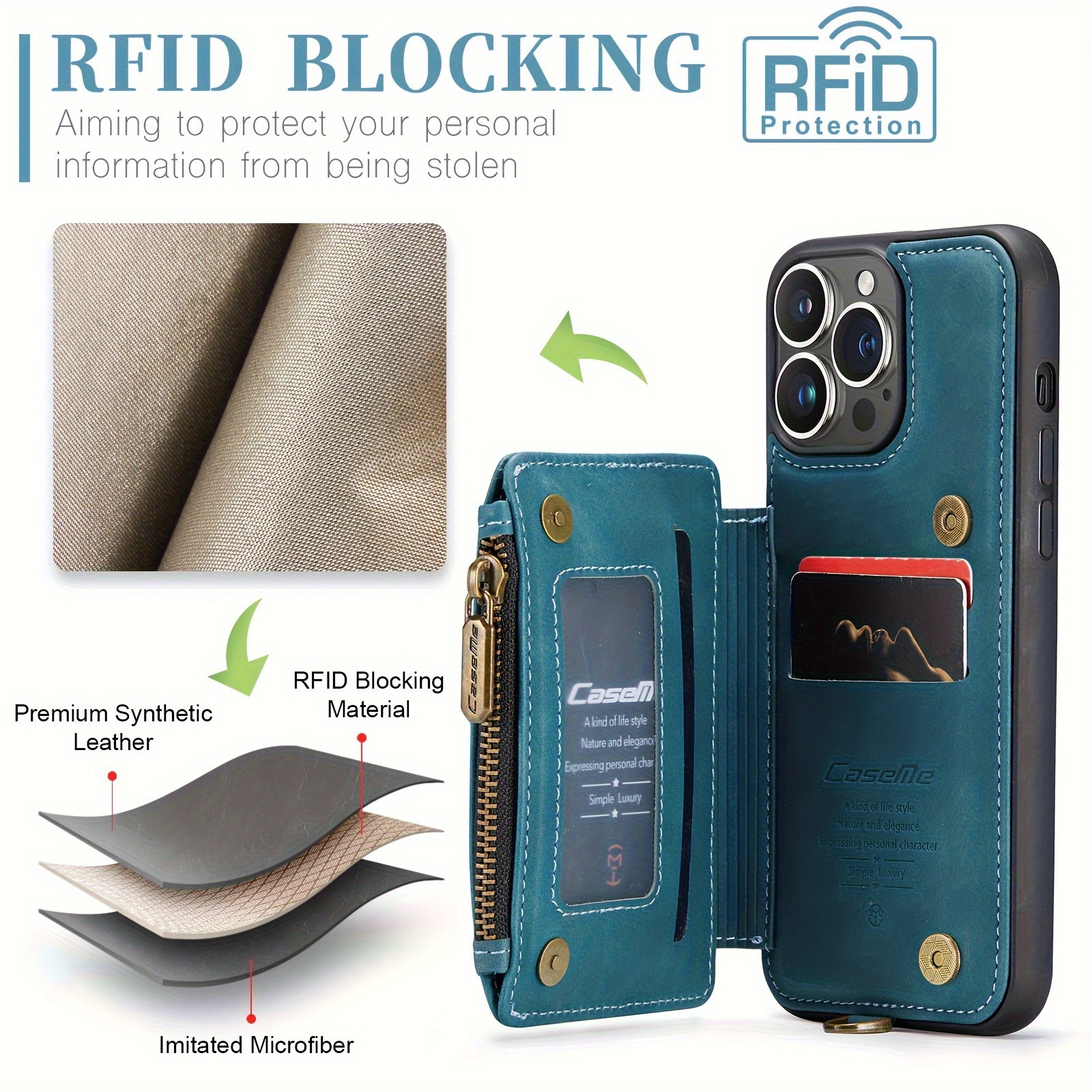 RFID Blocking Wallet Case for ZTE nubia Z60 Ultra 5G, Card Holder