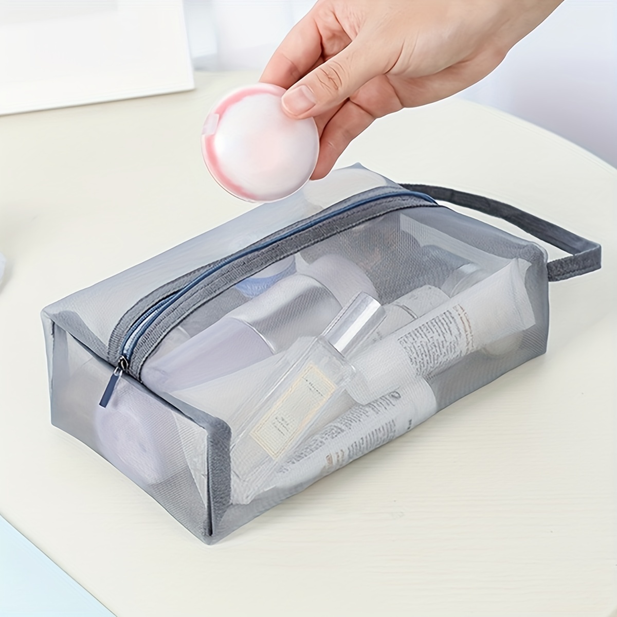 Portable Travel Cosmetic Bag Makeup Brush Storage Bag Womens Zipper Toiletry  Bag Travel Accessories, Shop On Temu And start Saving