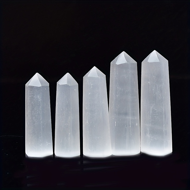 1pc cristallo naturale Selenite cristallo punto guarigione pietra esagonale  prismatico obelisco bacchetta Chakra decorazione domestica