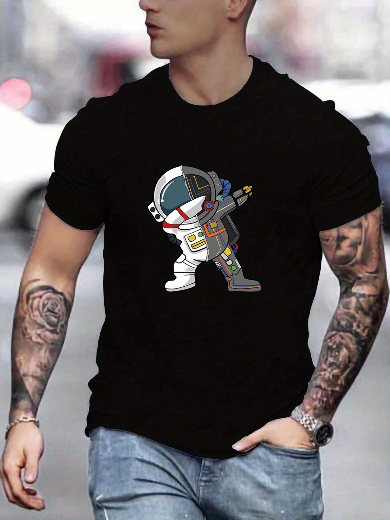 Camiseta Estampado Astronauta Hombre Camisetas Manga Corta - Temu