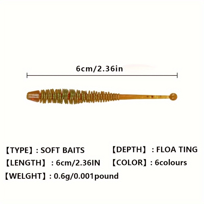 40pcs/80pcs Lure Soft Bait * Bait, Spiral Needle Tail Bionic Bait, Special  For Bass Trout Perch Rocking Mouth Fishing 2.36inch/0.6g