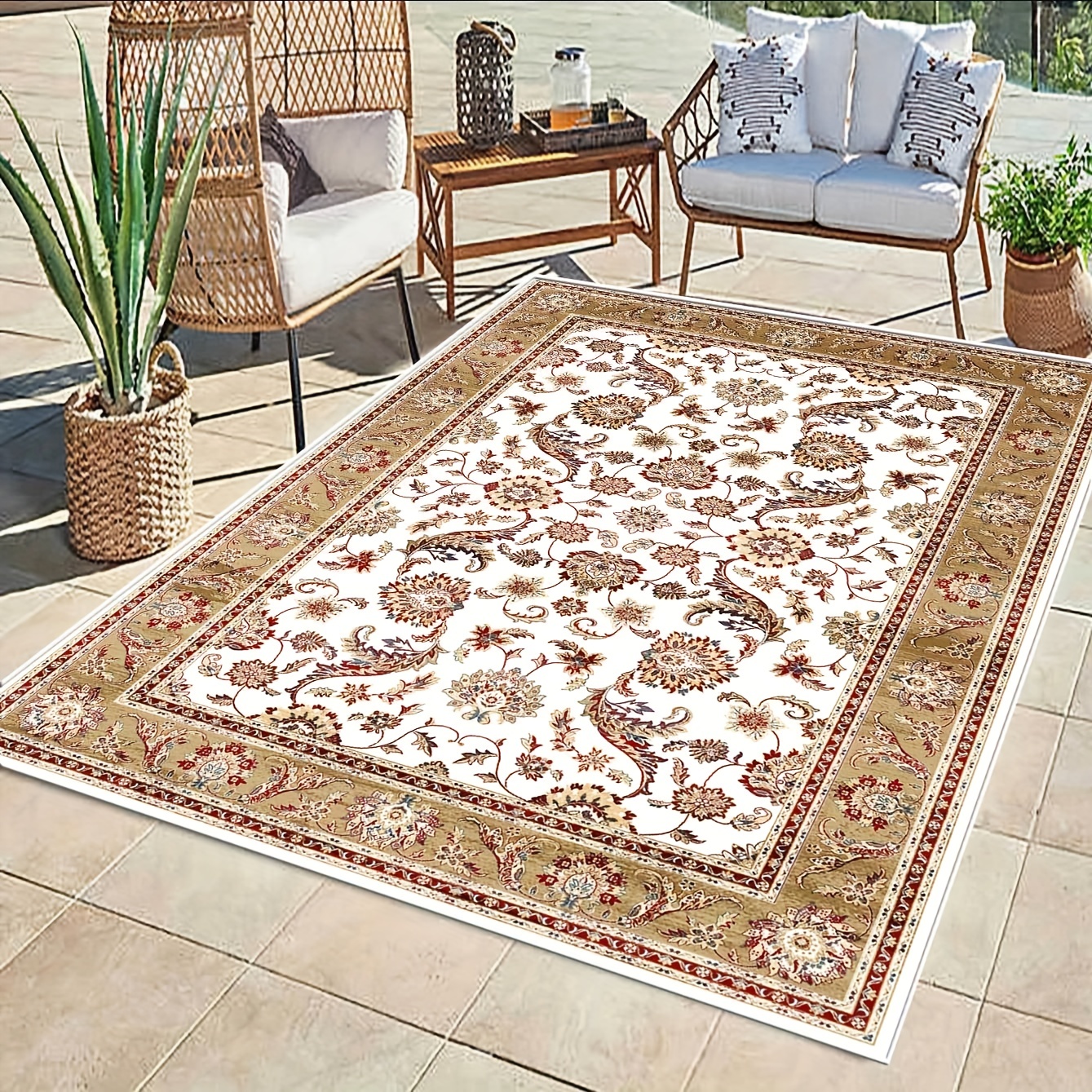 Luxury Outdoor Indoor Area Rug Anti slip Vintage Boho - Temu