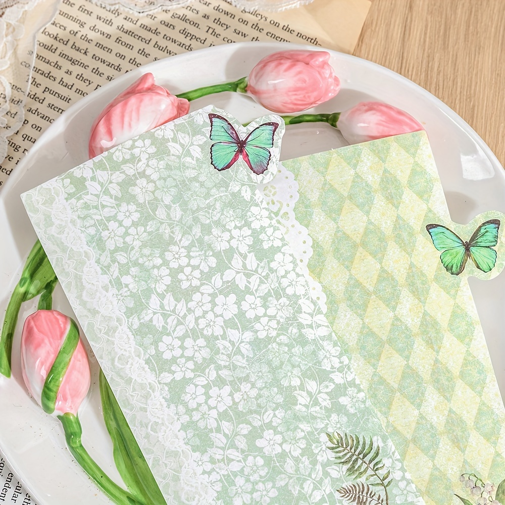 Vintage Butterfly Flowers Scrapbook Paper Non sticky Retro - Temu