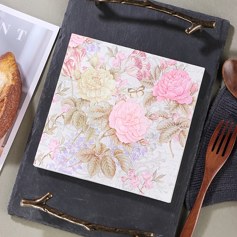 E-shop 33*33cm Servietten mit Wildblumen-Druck, für Hausbankette, gewöhnliche Partys, Hochzeitsdekorations-Servietten