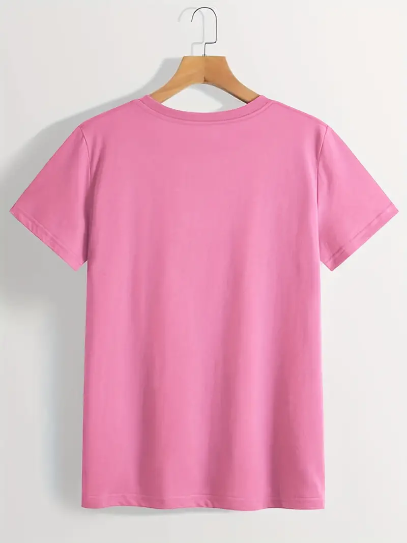 Plus Size Letter Print Short Sleeve Pullover T-shirt, Women's Plus ...