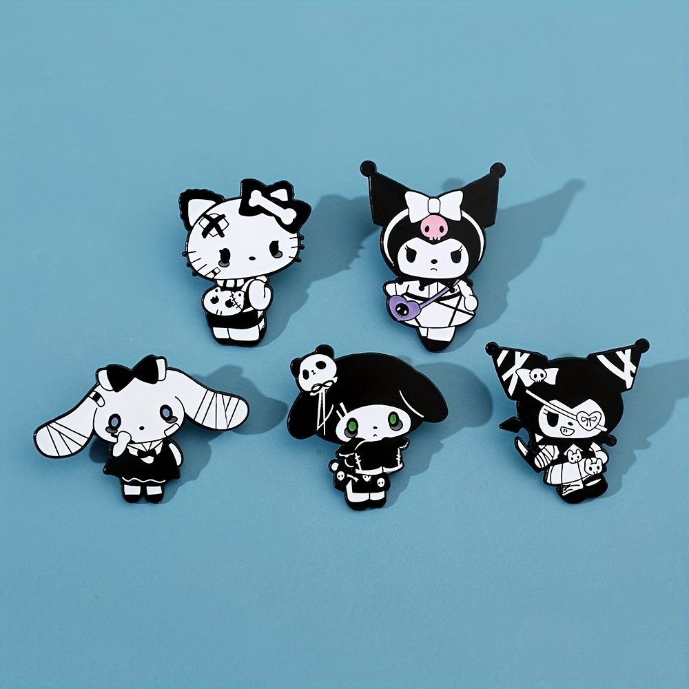 Iigen 1/5 Pcs Halloween Brooch, Kuromi Melody Hello Kitty Enamel Pin Badge, Clothing Backpack Accessories Holiday Gift,Temu