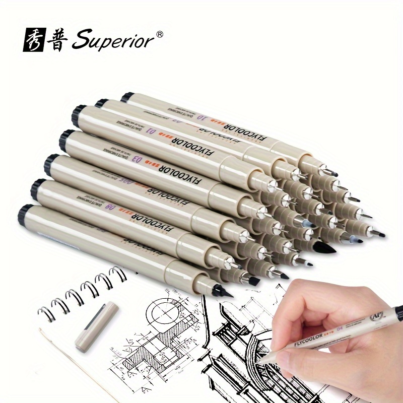 Sipa 10 Colors Fiber pen 0.38mm Fine Sketch Needle Technical Pen  Multifunction Ink Gel pen