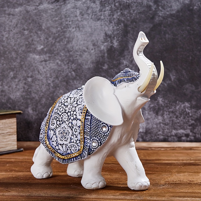 GAOSHENG White Elephant Statue,Elephant Gifts for Women,White and Gold Love  Elephant Decor, for Couple Bedroom Decor,Elephant Couple Figurine,Creative