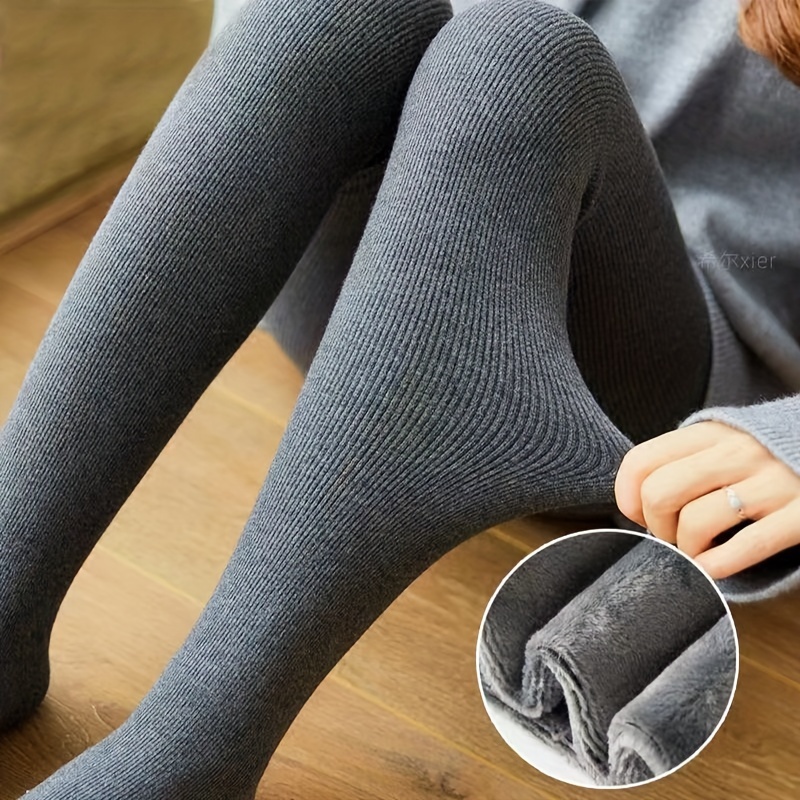 Pantimedias térmicas, leggings forrados de felpa translúcidos falsos  gruesos, medias y calcetería para mujer