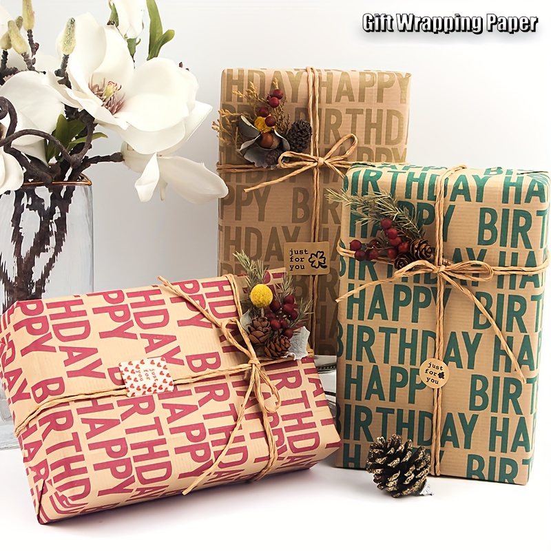 Christmas Gift Wrapping Paper With Hemp Rope And Stickers - Temu