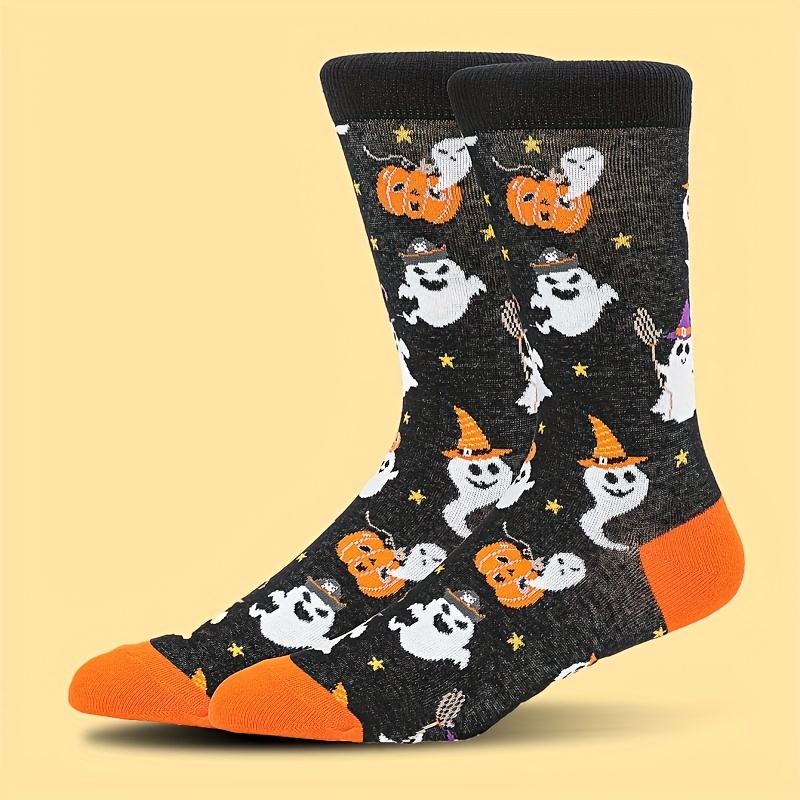 1 Par Calcetines Novedosos Estilo Halloween Hombre - Temu